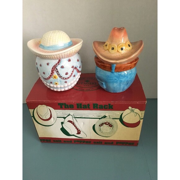 Otagiri USA Advantage Collection The Hat Rack Salt And Pepper  NWB Cowboy Ned - Picture 1 of 7